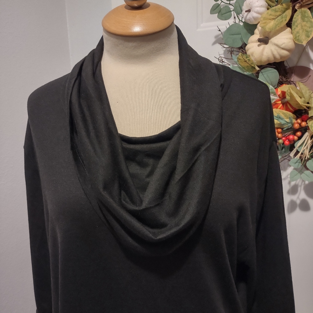 Faded Glory Black 3/4 Sleeve Top Cowl Neck 1X - Picture 7 of 12